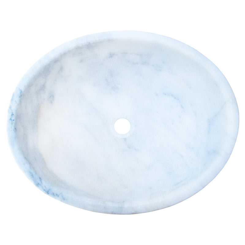 Gobek Carrara White Marble Natural Stone Oval Vessel Sink