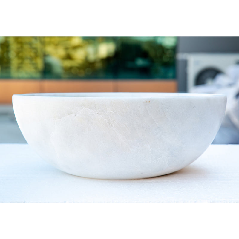 Gobek Carrara White Natural Stone Marble Vessel Sink