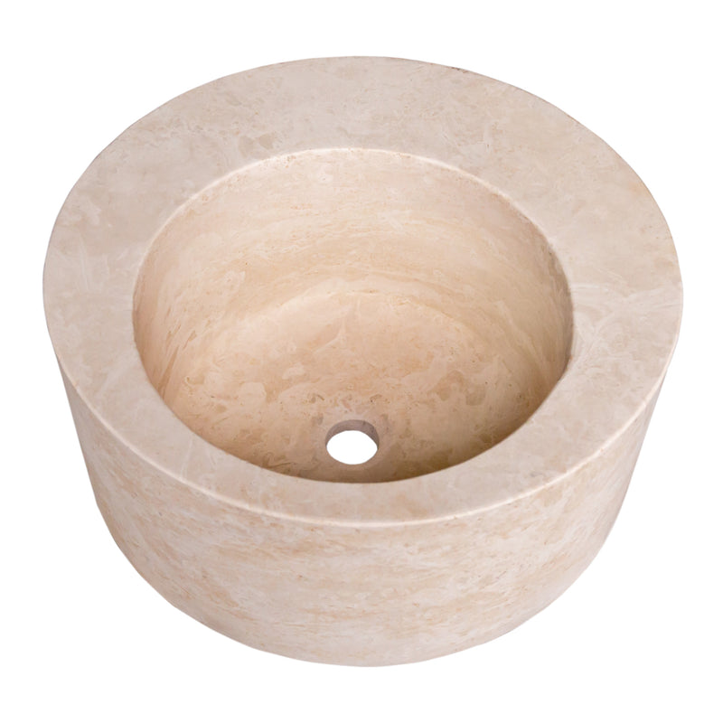 Natural Stone Light Beige Travertine Round Sink Honed