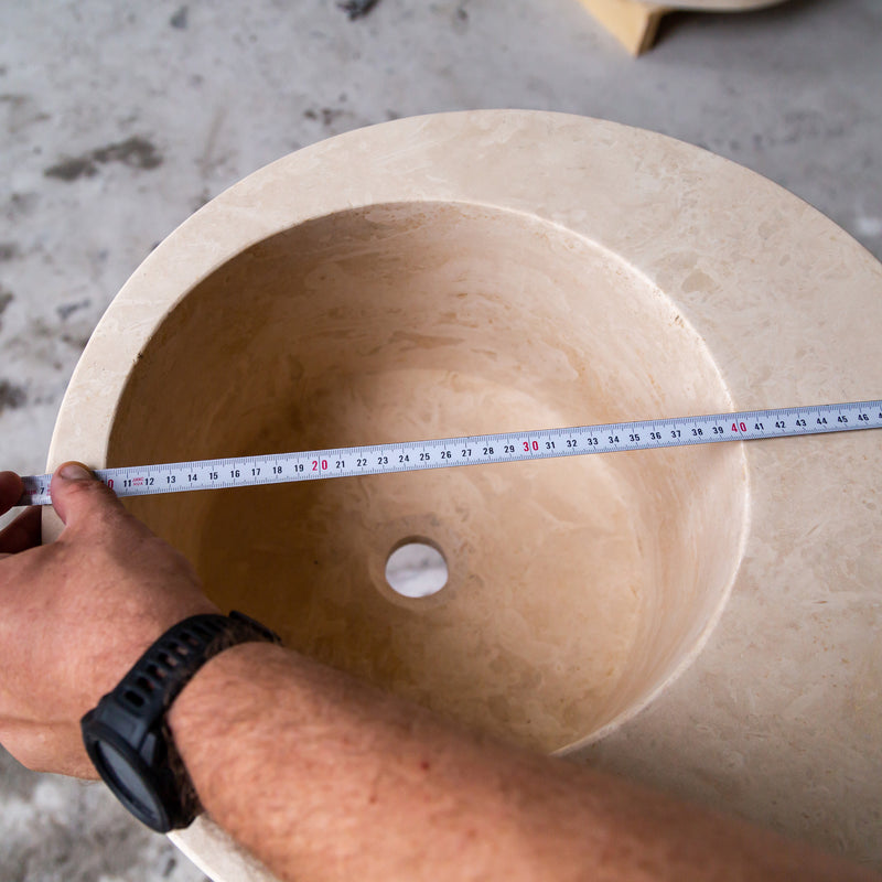 Natural Stone Light Beige Travertine Round Sink Honed