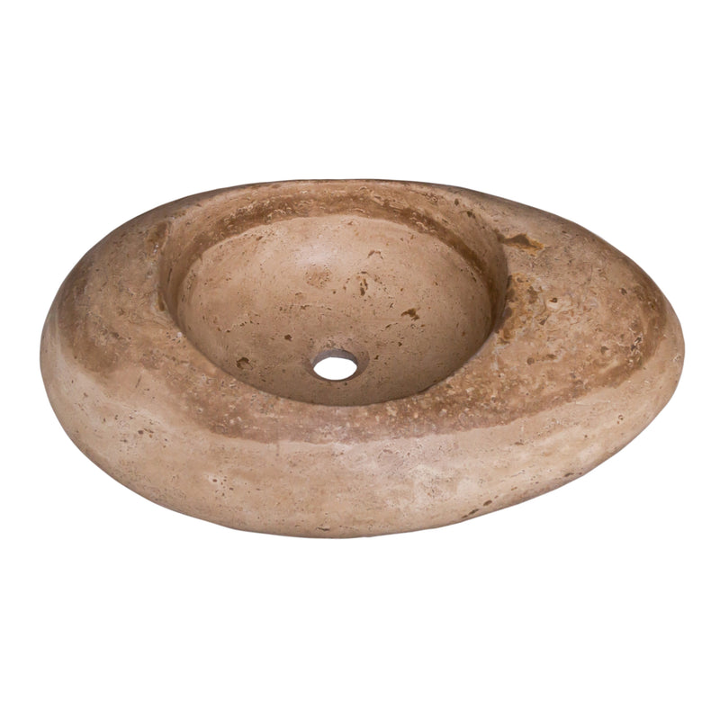 Noce Travertine Natural Stone Kayak Design Vessel Sink Honed and Filled