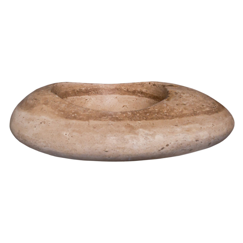 Noce Travertine Natural Stone Kayak Design Vessel Sink Honed and Filled