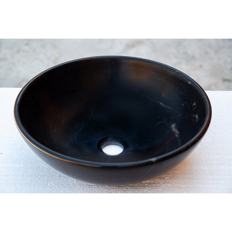 Gobek Toros Black Natural Stone Marble Vessel Sink Polished