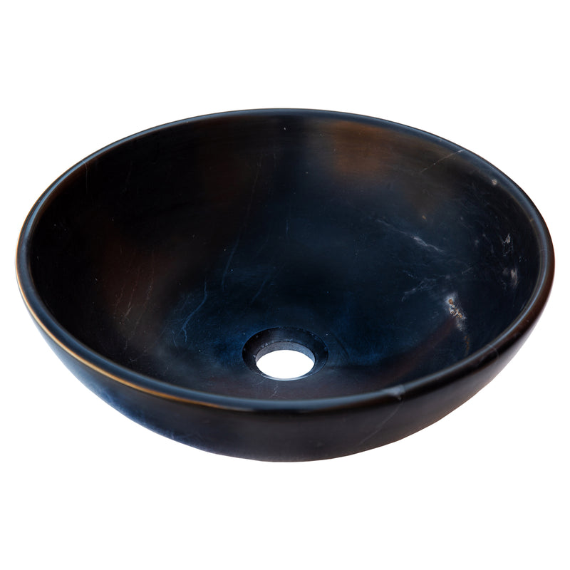 Gobek Toros Black Natural Stone Marble Vessel Sink Polished