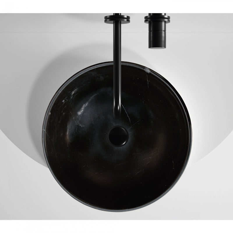 Gobek Toros Black Natural Stone Marble Vessel Sink Polished