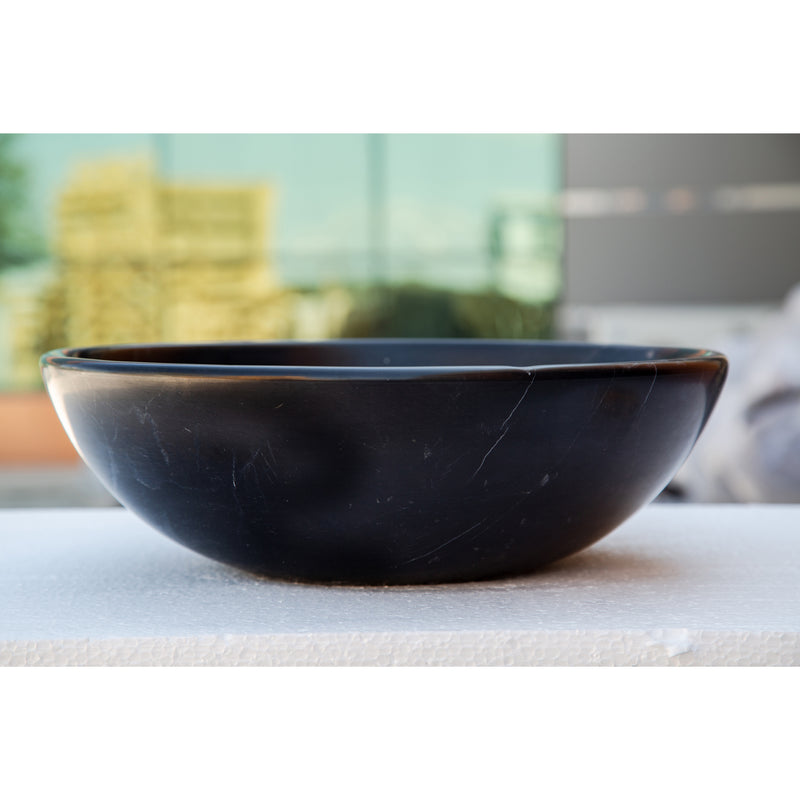 Gobek Toros Black Natural Stone Marble Vessel Sink Polished