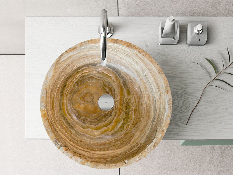 Gobek Traonyx Travertine Onyx Natural Stone Vessel Sink