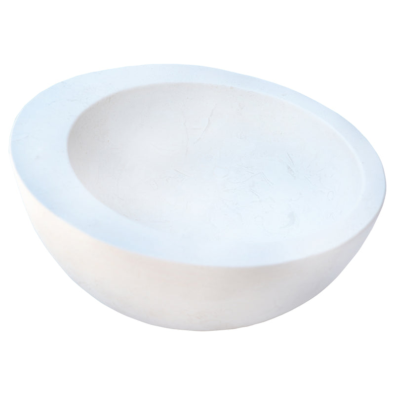 Gobek White Fossil Limestone Natural Stone Sloped Rim Vessel Sink