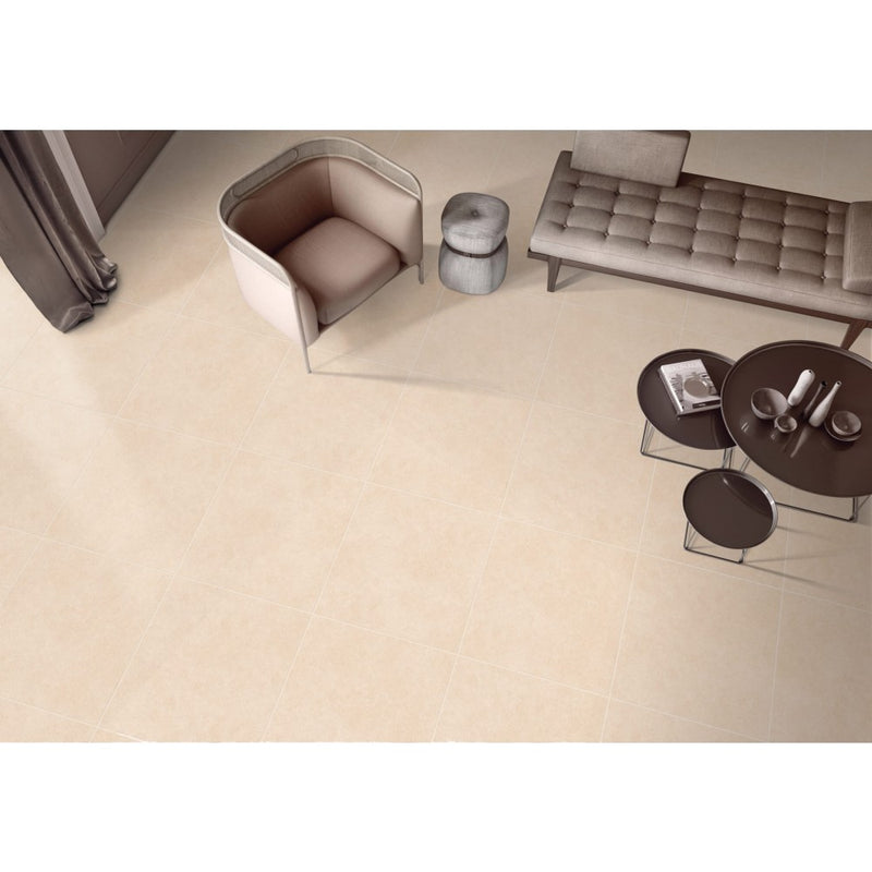 anka alize cream matte porcelain floor tile living room 45x45cm SKU 165191 installed on living room floor