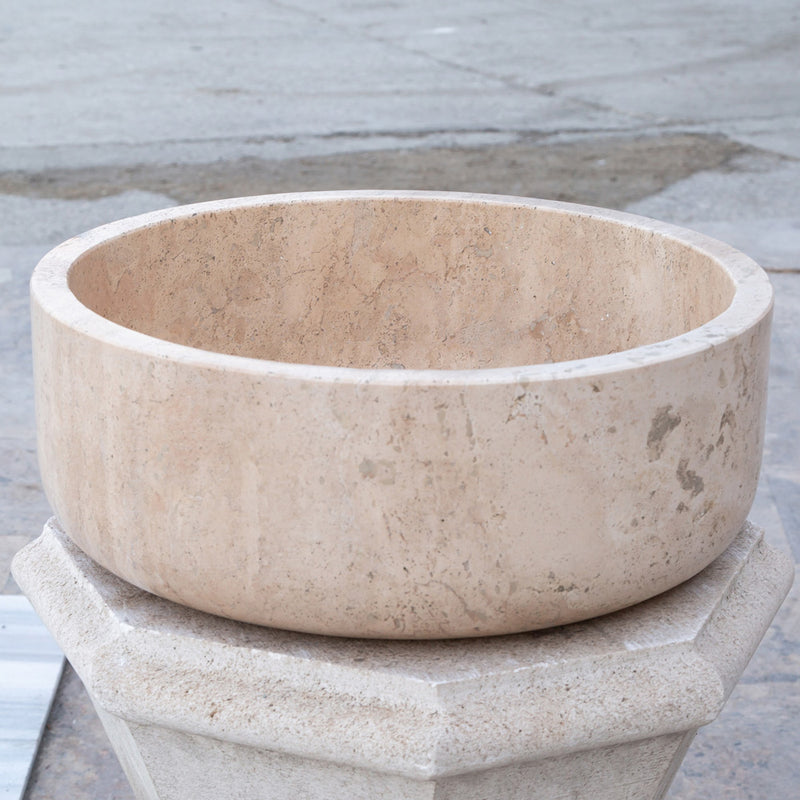 Gobek Natural Stone Beige Travertine Vessel Sink Honed