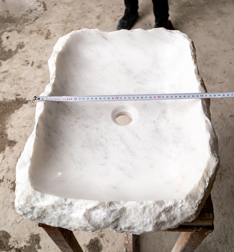 Gobek Carrara Marble Rustic Natural Stone Vessel Sink