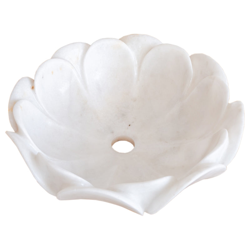 Gobek Carrara White Marble Natural Stone Flower Shape Polished Sink