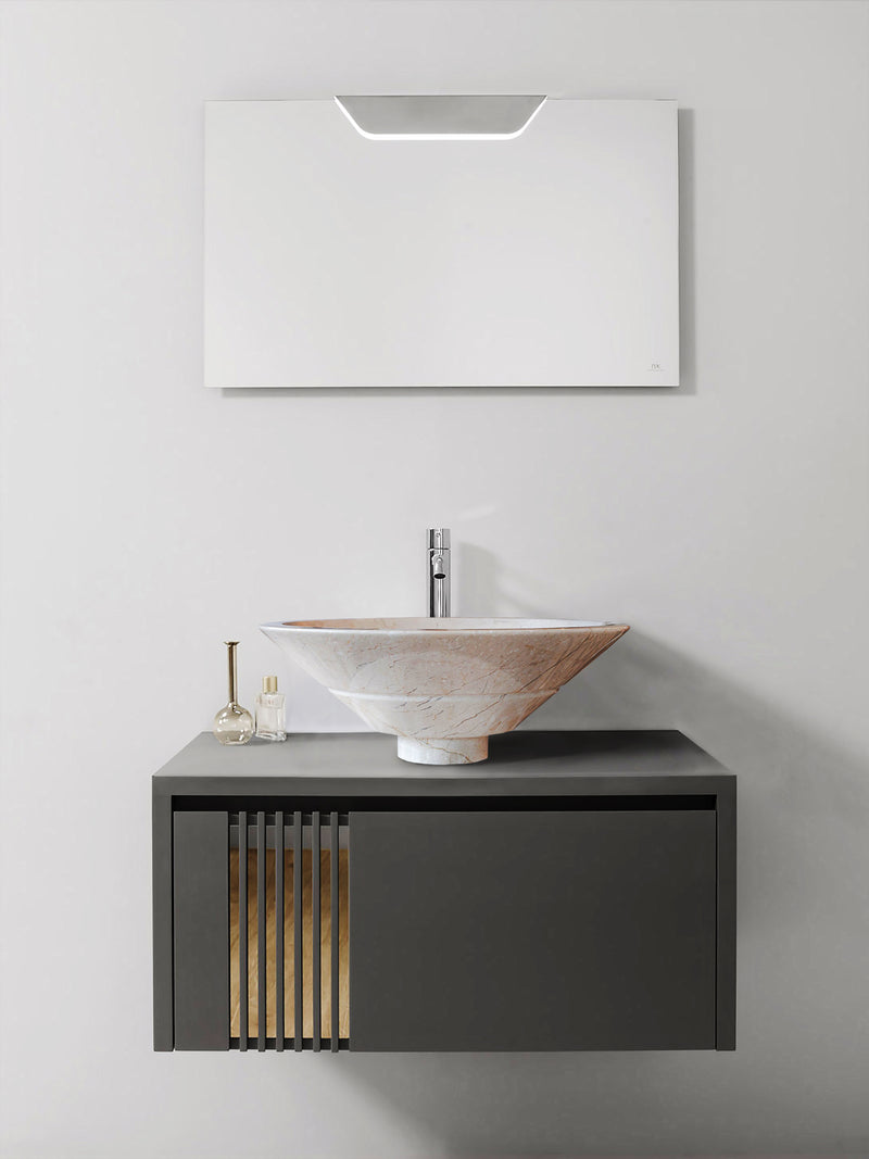 Gobek Crema Marfil Marble Natural Stone Tapered Sink High-Gloss Polished