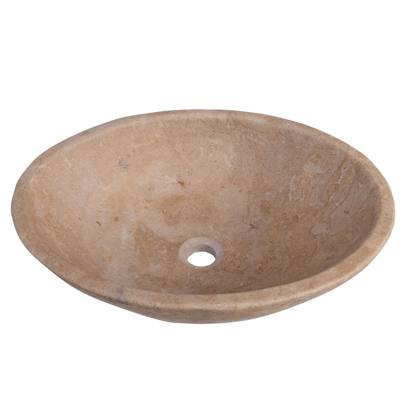 Gobek Karina Walnut Travertine Natural Stone Vessel Sink Honed and Filled