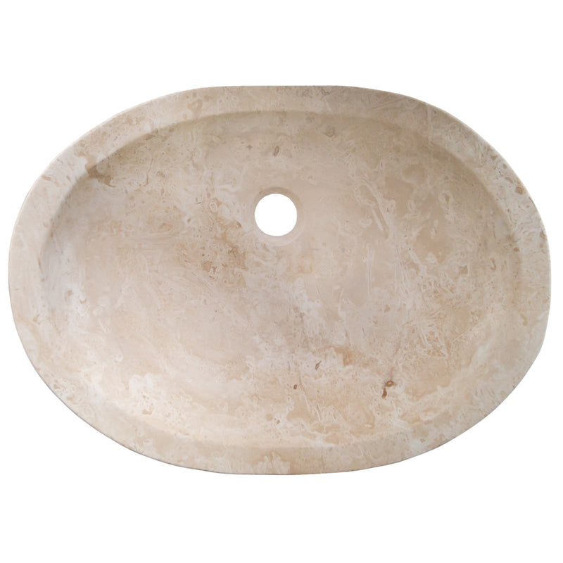 Gobek Natural Stone Light Travertine Special Design Vessel Sink Honed and Filled