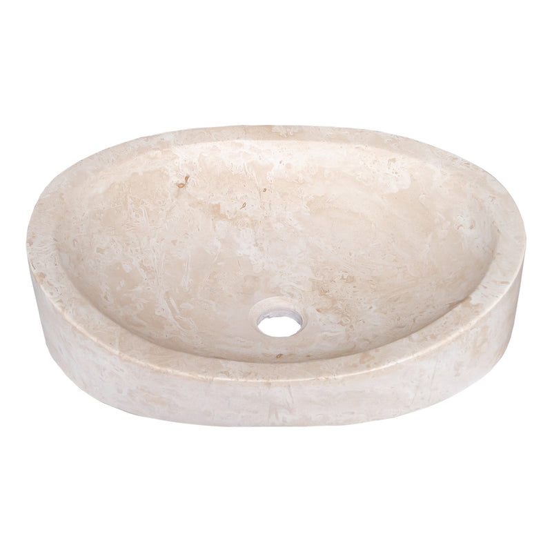 Gobek Natural Stone Light Travertine Special Design Vessel Sink Honed and Filled