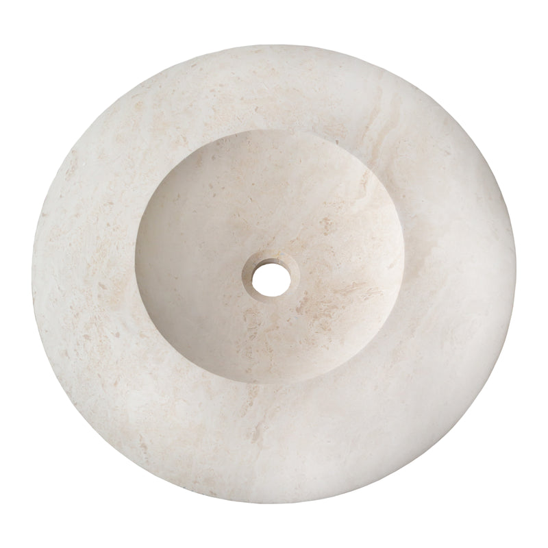 Gobek Light Travertine Natural Stone UFO Shape Sink Honed and Filled