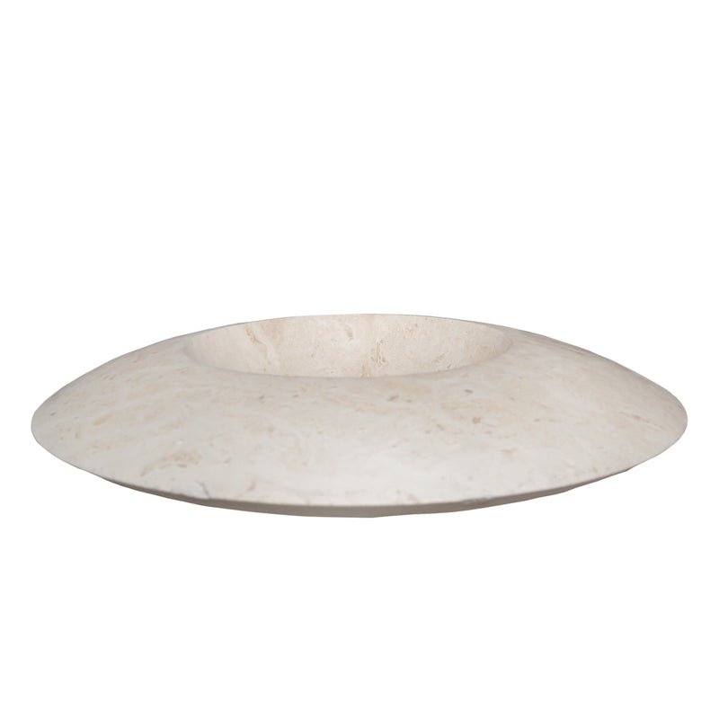 Gobek Light Travertine Natural Stone UFO Shape Sink Honed and Filled