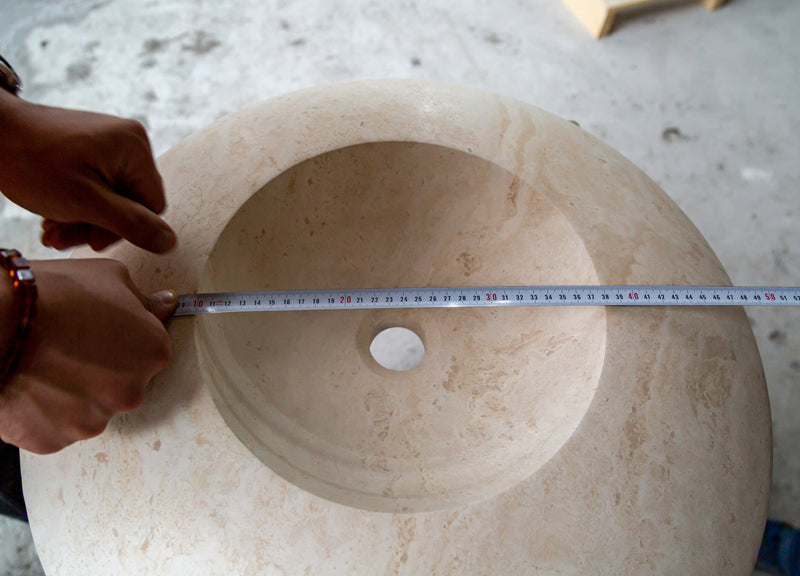 Gobek Light Travertine Natural Stone UFO Shape Sink Honed and Filled