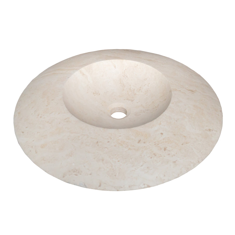 Gobek Light Travertine Natural Stone UFO Shape Sink Honed and Filled