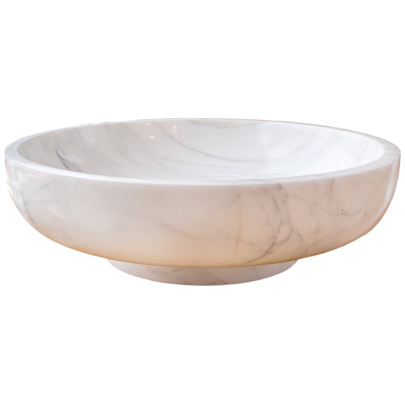 Gobek Natural Stone Calacatta White Marble Vessel Sink Bowl Polished