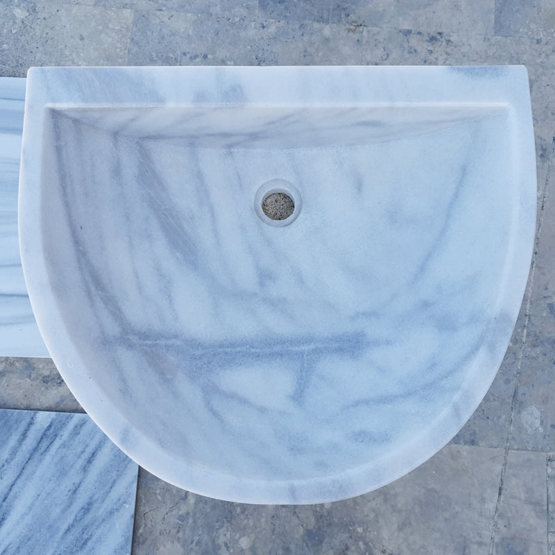 Gobek Natural Stone Carrara White Marble Wall-Mount Marble Polished