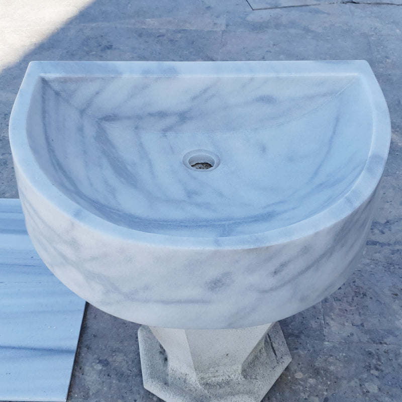 Gobek Natural Stone Carrara White Marble Wall-Mount Marble Polished