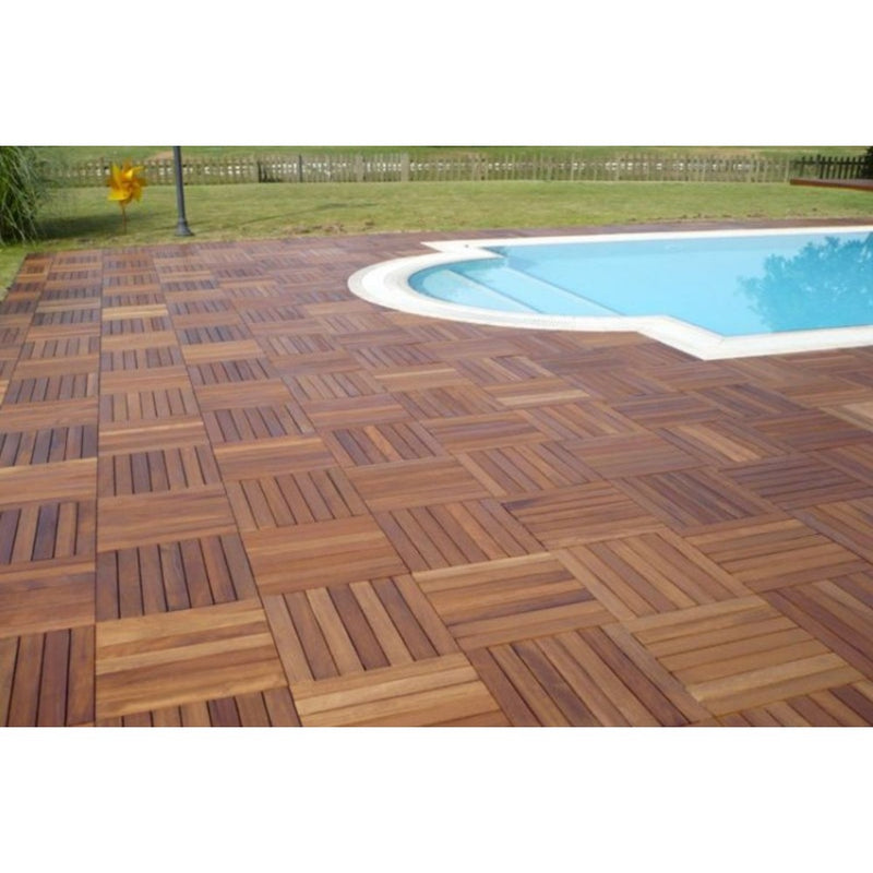 Opus Iroko Channeled Wood Tile Decking