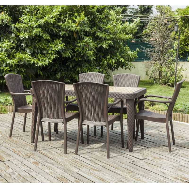 Osaka Royal 6 Seats Rattan Glass Garden Dining Set