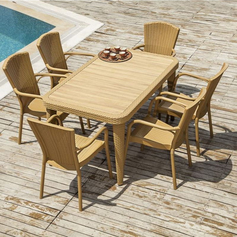 Osaka Royal 6 Seats Rattan Glass Garden Dining Set