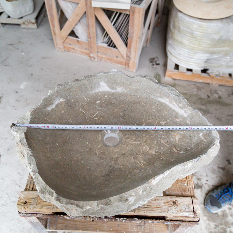 Gobek Seagrass Fossil Limestone Rustic Natural Stone Vessel Sink