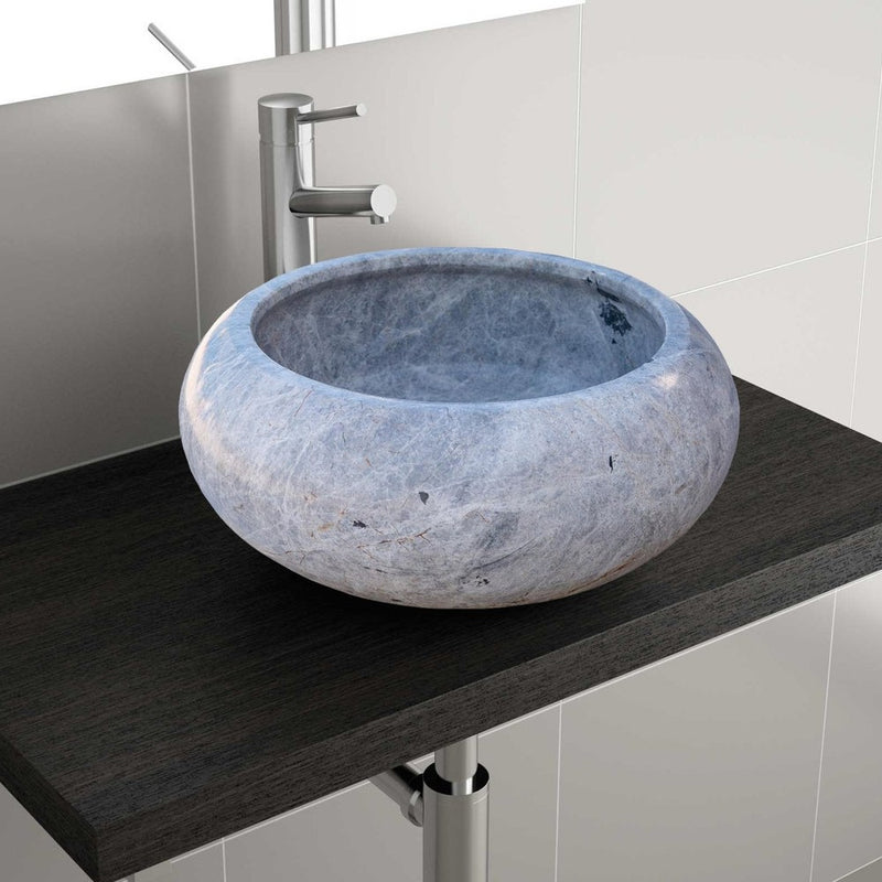 Gobek Sirius Silver Marble Natural Stone Vessel Sink