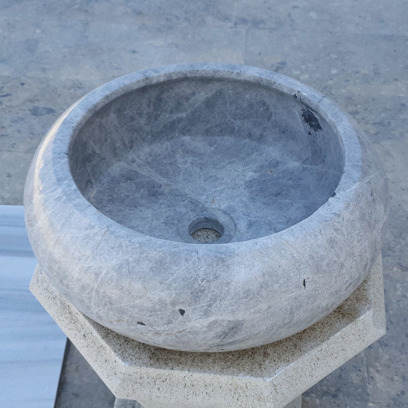 Gobek Sirius Silver Marble Natural Stone Vessel Sink