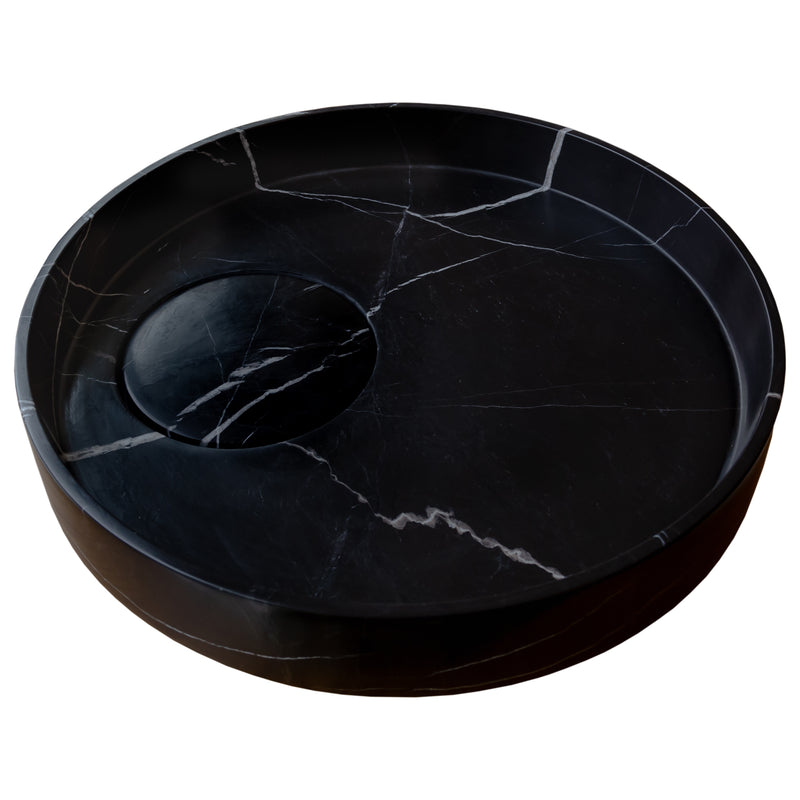 Gobek Toros Black Natural Stone Marble Artistic Vessel Sink Polished