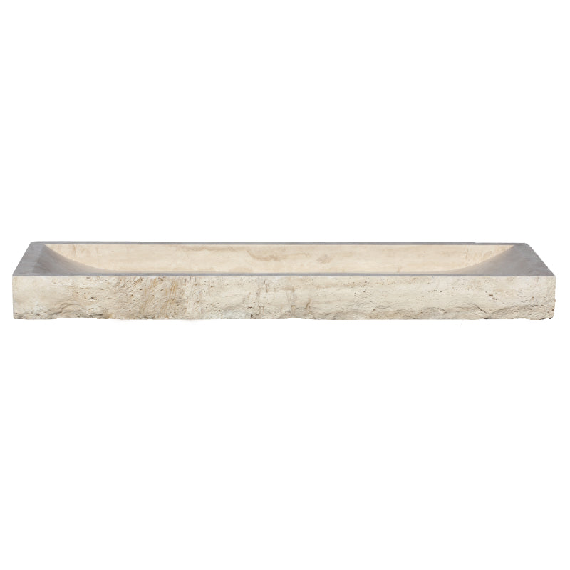 Gobek Troia Light/Noce Travertine Rectangular Vessel Sink Honed and Filled