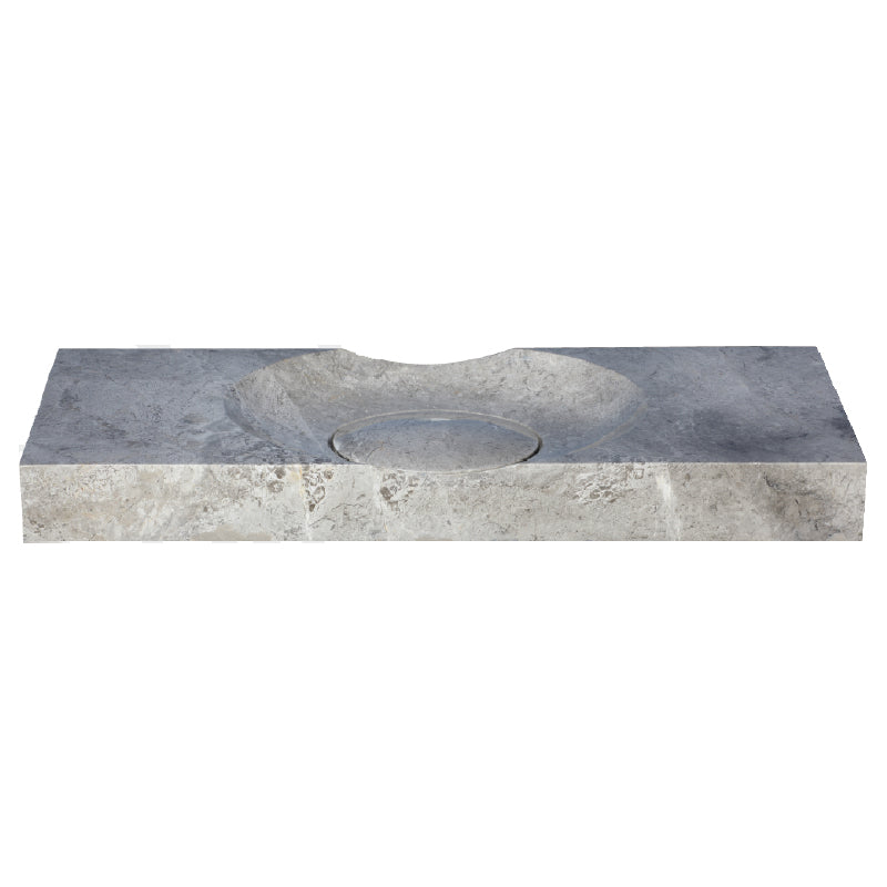 Gobek Tundra Gray Marble Rectangular Over-counter Sink Honed